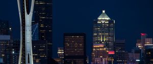 Preview wallpaper city, night, building, lantern