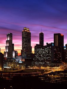 Preview wallpaper city, night, buildings, skyscrapers, city lights