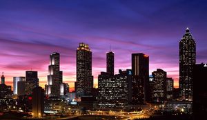 Preview wallpaper city, night, buildings, skyscrapers, city lights