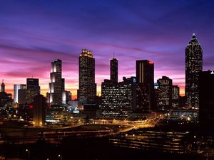 Preview wallpaper city, night, buildings, skyscrapers, city lights