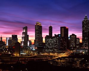 Preview wallpaper city, night, buildings, skyscrapers, city lights