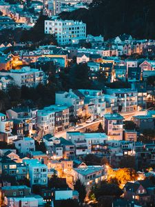 Preview wallpaper city, night, buildings, light, lighting