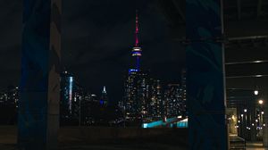 Preview wallpaper city, night, buildings, lights, dark
