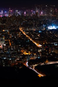 Preview wallpaper city, night city, aerial view, cityscape, lights