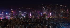 Preview wallpaper city, night city, aerial view, cityscape, lights