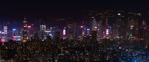Preview wallpaper city, night city, aerial view, cityscape, lights