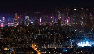 Preview wallpaper city, night city, aerial view, cityscape, lights