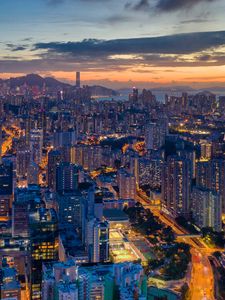 Preview wallpaper city, night city, buildings, architecture, lights, night