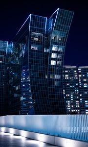 Preview wallpaper city, night city, buildings, lights, architecture, backlight