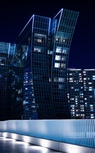 Preview wallpaper city, night city, buildings, lights, architecture, backlight