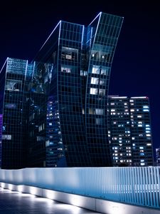 Preview wallpaper city, night city, buildings, lights, architecture, backlight
