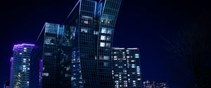 Preview wallpaper city, night city, buildings, lights, architecture, backlight