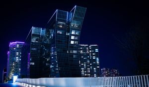 Preview wallpaper city, night city, buildings, lights, architecture, backlight