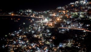 Preview wallpaper city, night, city lights, shimla manali, india