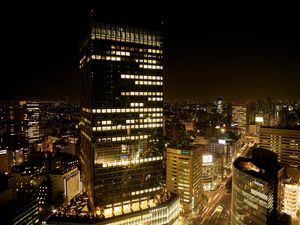 Preview wallpaper city, night city, lights, skyscraper