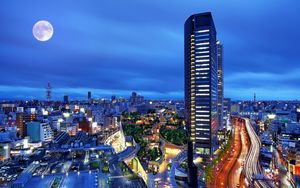 Preview wallpaper city, night, evening, china, houses, streets, lights, sky