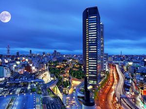 Preview wallpaper city, night, evening, china, houses, streets, lights, sky