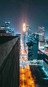 Preview wallpaper city, night, lighting, street, buildings, architecture, urban