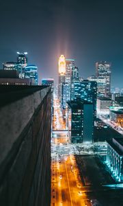 Preview wallpaper city, night, lighting, street, buildings, architecture, urban