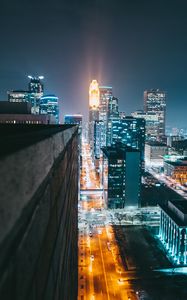 Preview wallpaper city, night, lighting, street, buildings, architecture, urban