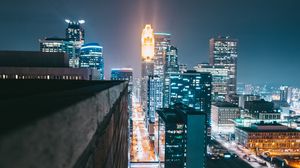 Preview wallpaper city, night, lighting, street, buildings, architecture, urban