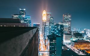 Preview wallpaper city, night, lighting, street, buildings, architecture, urban