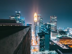 Preview wallpaper city, night, lighting, street, buildings, architecture, urban