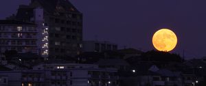 Preview wallpaper city, night, moon, buildings, dark