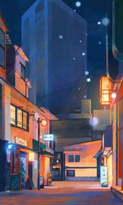 Preview wallpaper city, night, paint, art