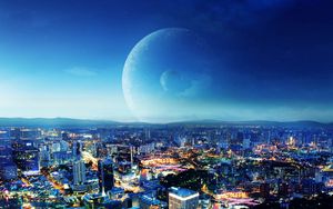 Preview wallpaper city, night, planet