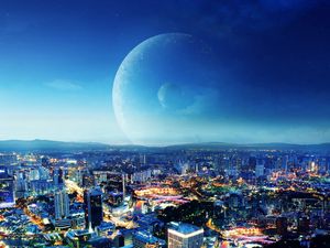 Preview wallpaper city, night, planet