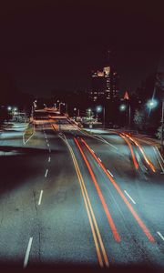 Preview wallpaper city, night, road, markings
