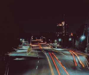 Preview wallpaper city, night, road, markings