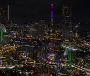 Preview wallpaper city, night, skyscrapers, lights, reflections