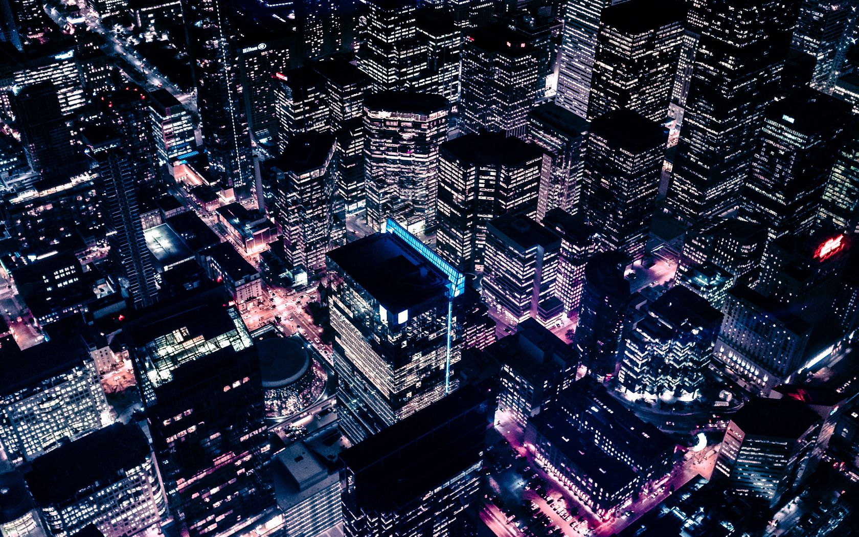 Download Wallpaper 1680x1050 City, Night, Skyscrapers, Top View 