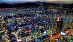 Preview wallpaper city, night, top view, buildings