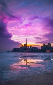 Preview wallpaper city, panorama, evening, toronto, canada