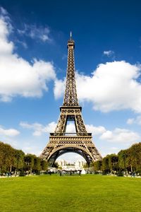 Preview wallpaper city, paris, france, tower, grass, sky