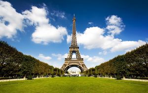 Preview wallpaper city, paris, france, tower, grass, sky
