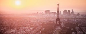 Preview wallpaper city, paris, france, eiffel tower, dawn, morning, look, mist