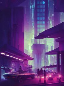 Preview wallpaper city, people, cars, cyberpunk, art