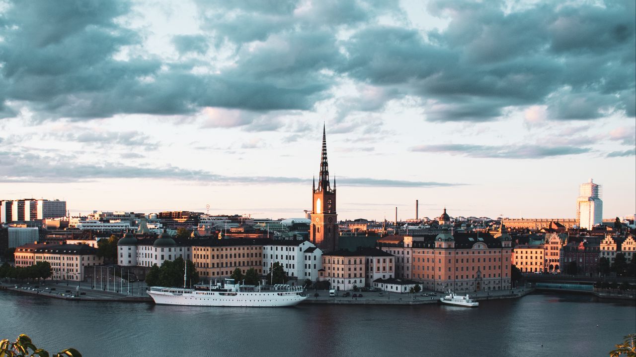 Wallpaper city, port, buildings, stockholm, sweden