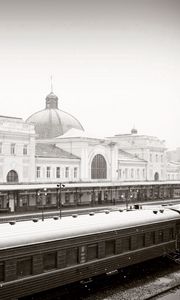 Preview wallpaper city, railroad, train station, winter