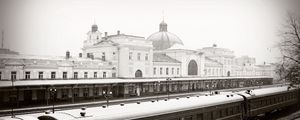 Preview wallpaper city, railroad, train station, winter