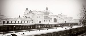 Preview wallpaper city, railroad, train station, winter