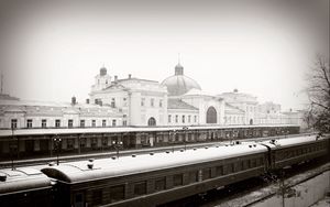 Preview wallpaper city, railroad, train station, winter