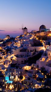 Preview wallpaper city, resort, sunset, architecture, buildings, oia, greece