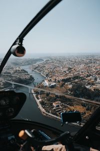 Preview wallpaper city, river, aerial view, overview, height