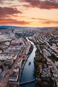 Preview wallpaper city, river, aerial view, buildings, architecture, overview