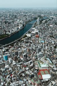 Preview wallpaper city, river, aerial view, buildings, cityscape